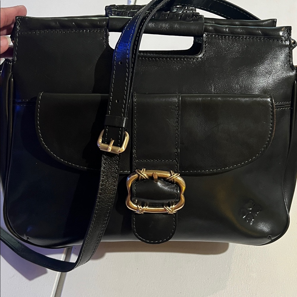 Patricia Nash Ovodda Satchel, Black, Leather, Classic, vintage